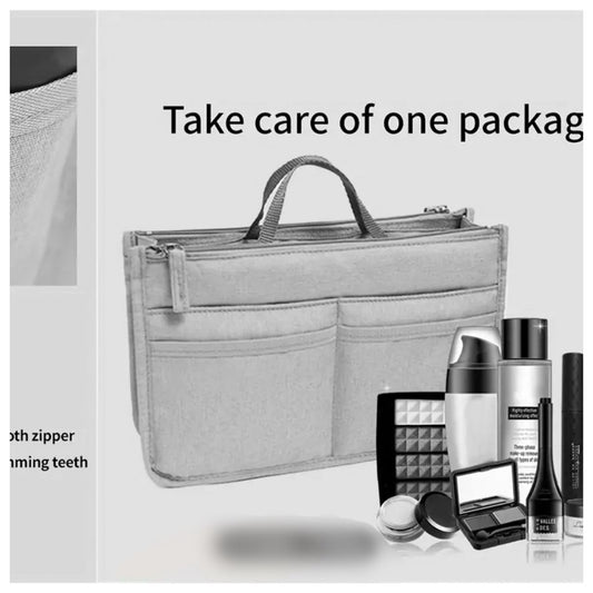 Lake blue dual zipper travel and handbag organiser