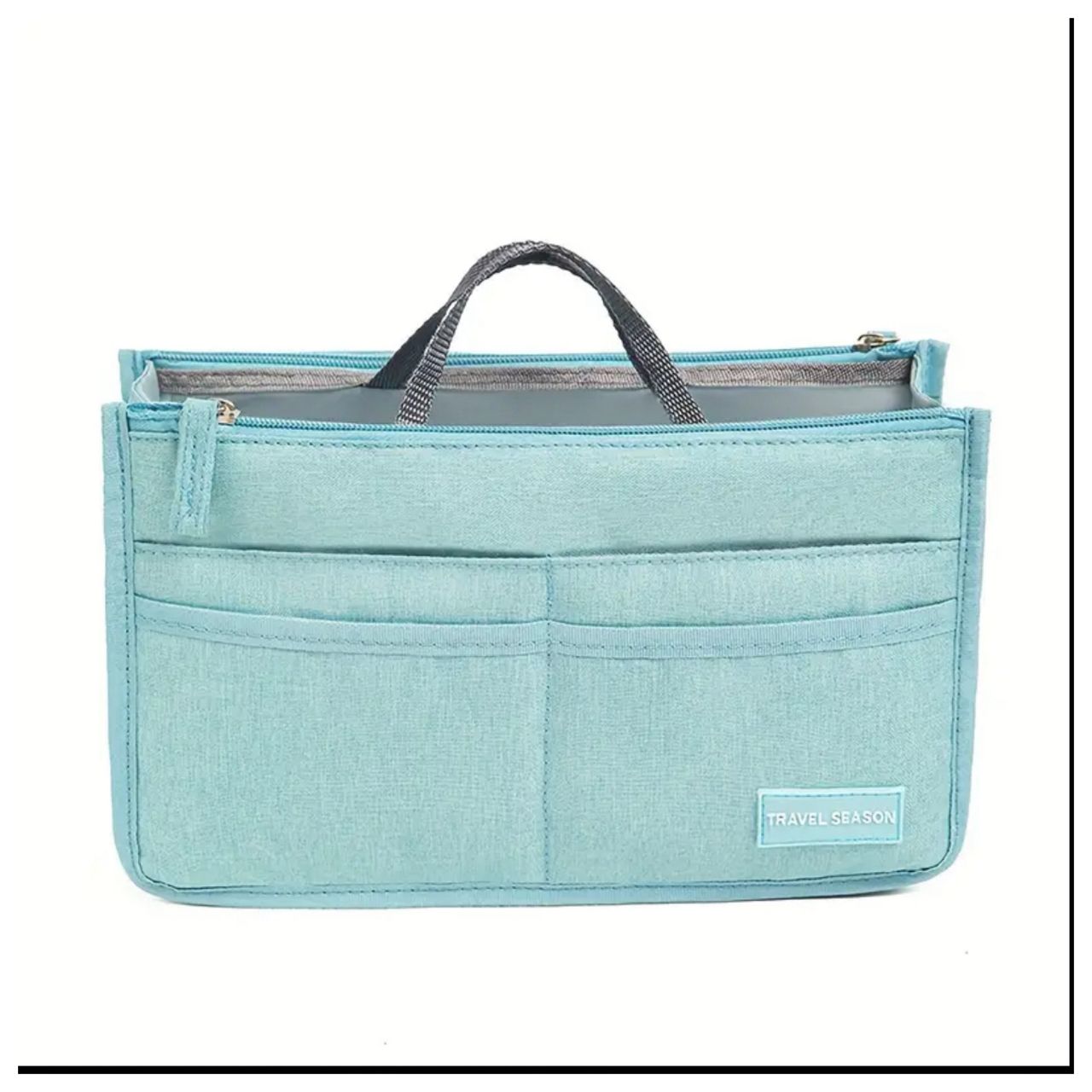 Lake blue dual zipper travel and handbag organiser